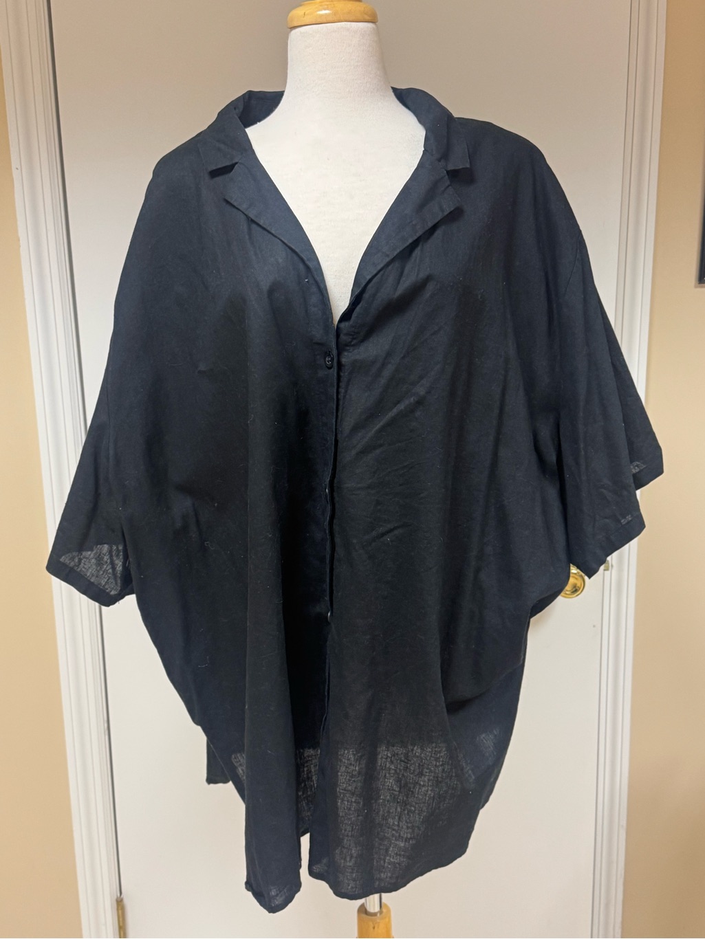 H&M Linen Blend Resort Short Sleeve Button Down Plus 4x